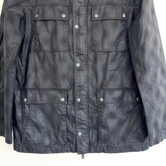 JOHN VARVATOS USA Black 100% Cotton Zip & Snap Long Sleeve Field Jacket Sz L NWT - Picture 4 of 16